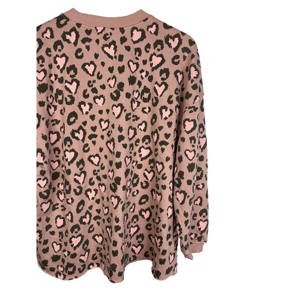 Mighty Fine Sweatshirt Womens Sz XS Leopard Print Top Pink Casual Fall Crewneck - Picture 12 of 13